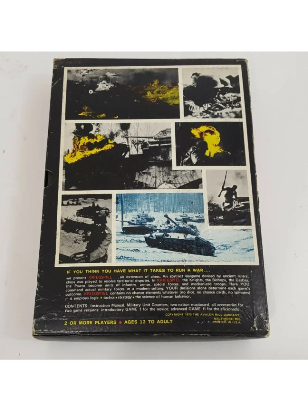 Kriegspiel Military Chess Wargame Avalon Hill 1970 Bookshelf Game 806 Punched